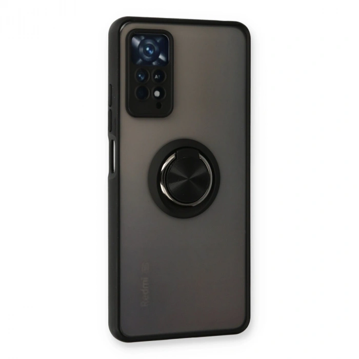 Xiaomi Redmi Note 11 Pro Kılıf Montreal Yüzüklü Silikon Kapak - Siyah