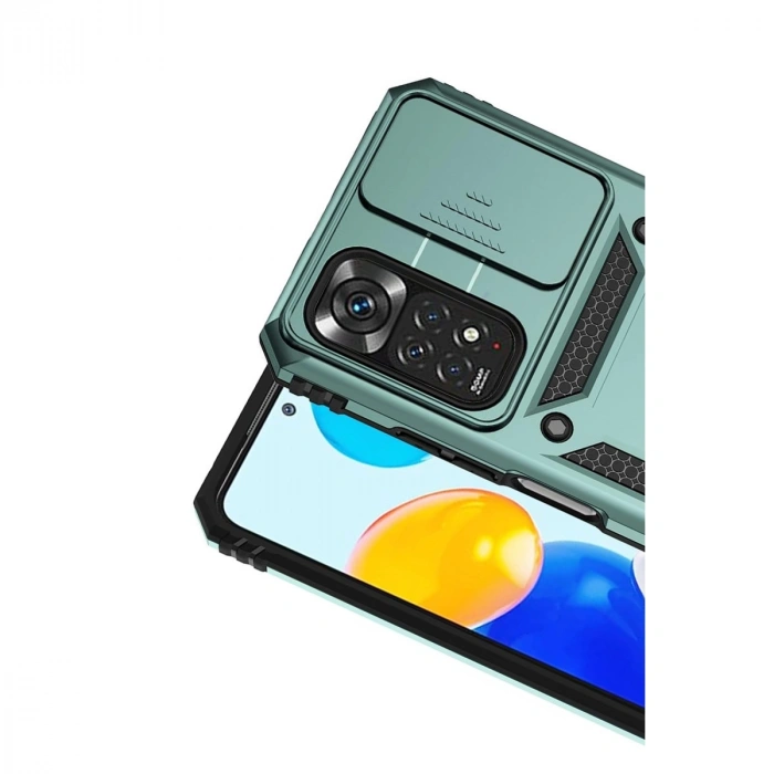 Xiaomi Redmi Note 11 Pro Kılıf Pars Lens Yüzüklü Silikon - Yeşil