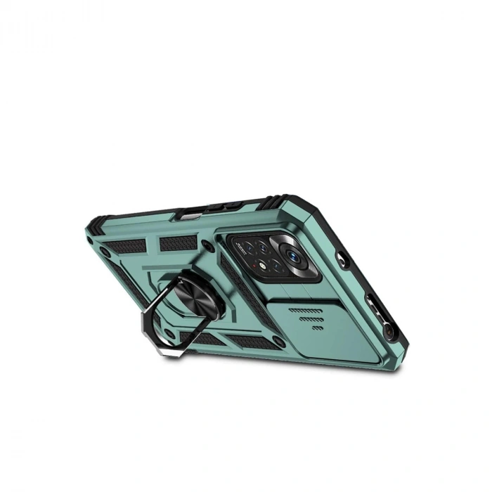 Xiaomi Redmi Note 11 Pro Kılıf Pars Lens Yüzüklü Silikon - Yeşil