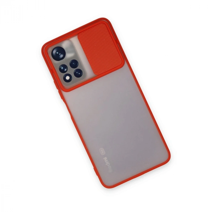 Xiaomi Redmi Note 11t Kılıf Palm Buzlu Kamera Sürgülü Silikon - Kırmızı