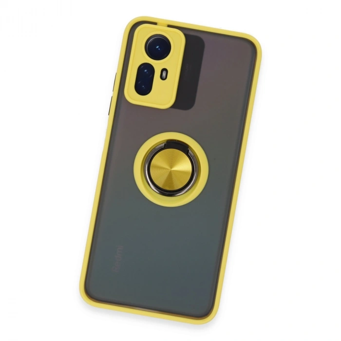 Xiaomi Redmi Note 12s Kılıf Montreal Yüzüklü Silikon Kapak - Sarı