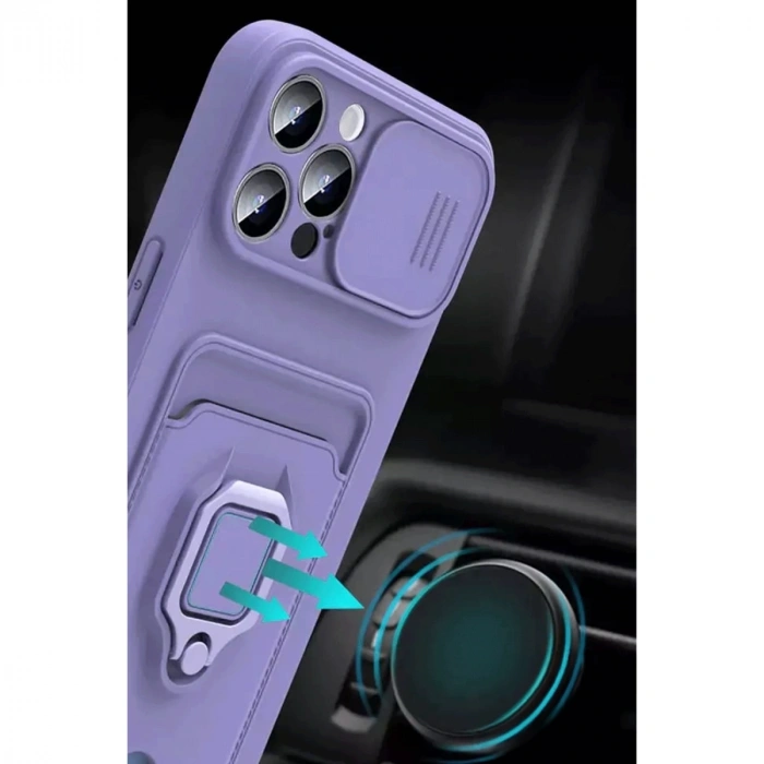 Xiaomi Redmi Note 13 Pro Plus Kılıf Zuma Kartvizitli Yüzüklü Silikon - Siyah