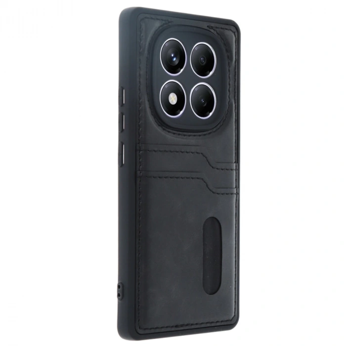 Xiaomi Redmi Note 14 Pro 5g Kılıf Sara Kartvizitli Deri Kılıf - Siyah