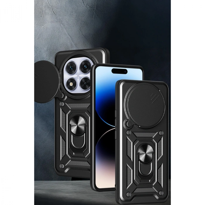 Xiaomi Redmi Note 14 Pro Plus Kılıf Pars Lens Yüzüklü Silikon - Siyah