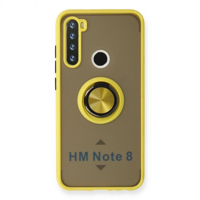 Xiaomi Redmi Note 8 Kılıf Montreal Yüzüklü Silikon Kapak - Sarı