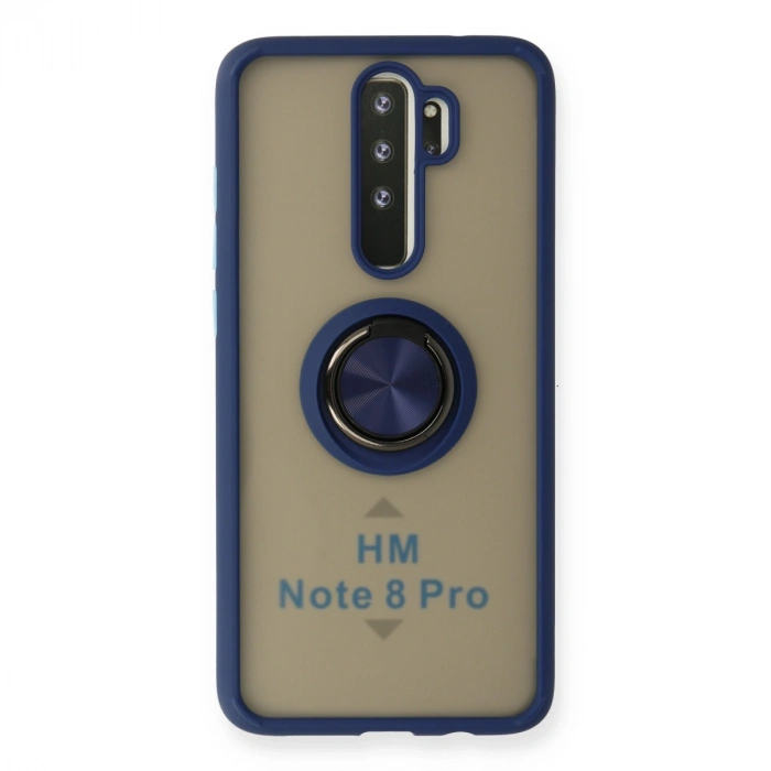 Xiaomi Redmi Note 8 Pro Kılıf Montreal Yüzüklü Silikon Kapak - Lacivert