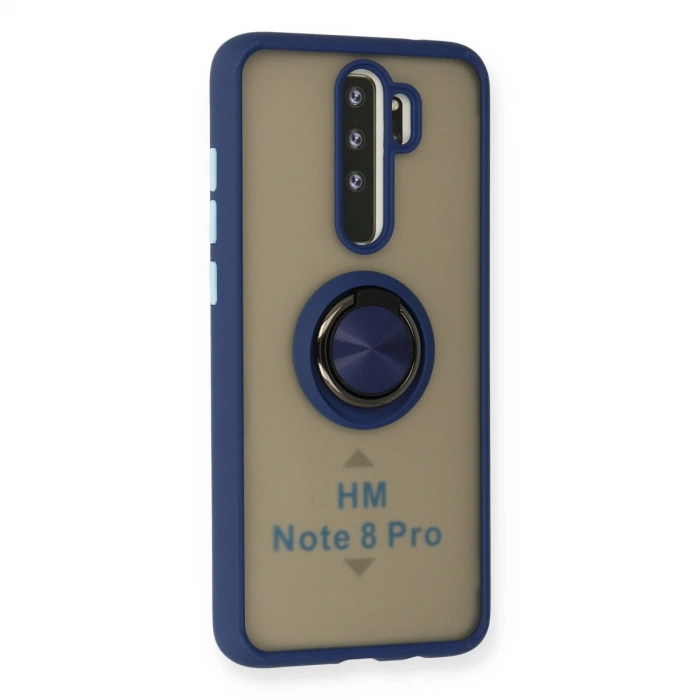 Xiaomi Redmi Note 8 Pro Kılıf Montreal Yüzüklü Silikon Kapak - Lacivert