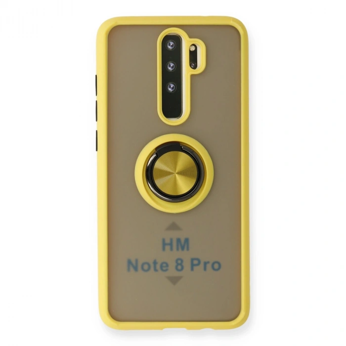 Xiaomi Redmi Note 8 Pro Kılıf Montreal Yüzüklü Silikon Kapak - Sarı