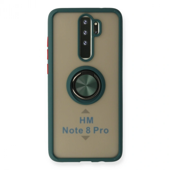 Xiaomi Redmi Note 8 Pro Kılıf Montreal Yüzüklü Silikon Kapak - Yeşil