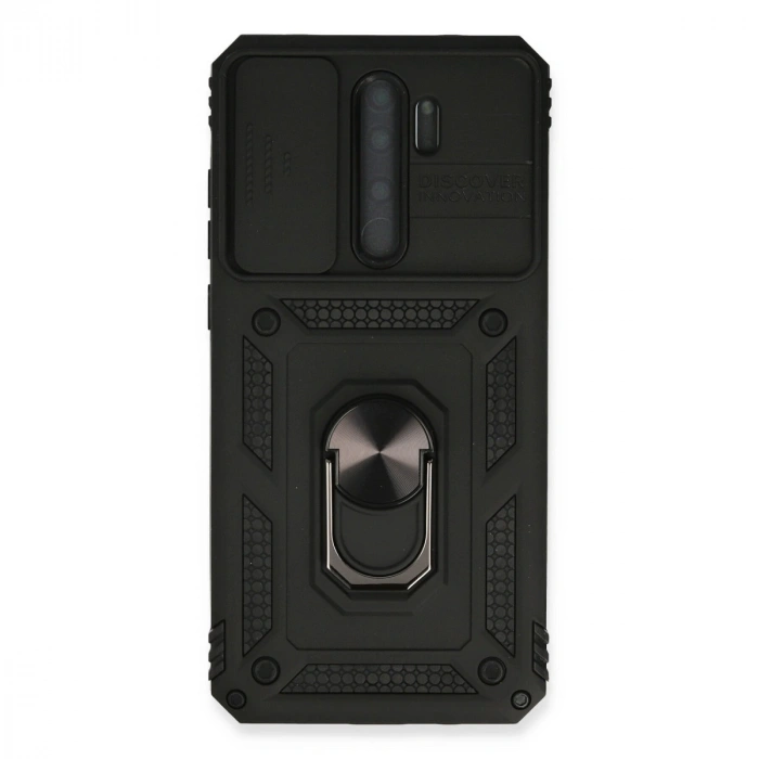Xiaomi Redmi Note 8 Pro Kılıf Pars Lens Yüzüklü Silikon - Siyah
