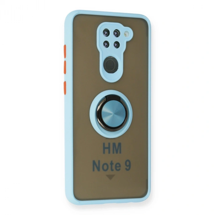 Xiaomi Redmi Note 9 Kılıf Montreal Yüzüklü Silikon Kapak - Buz Mavi