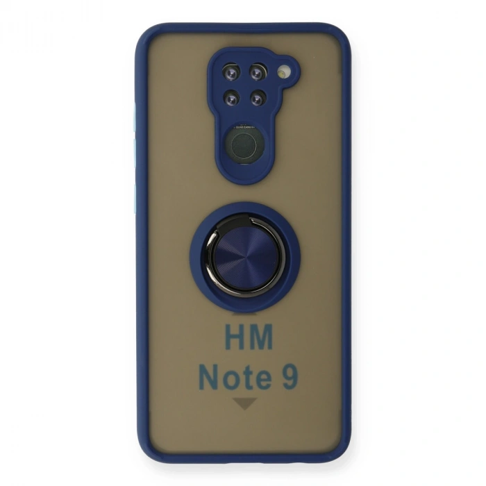 Xiaomi Redmi Note 9 Kılıf Montreal Yüzüklü Silikon Kapak - Lacivert