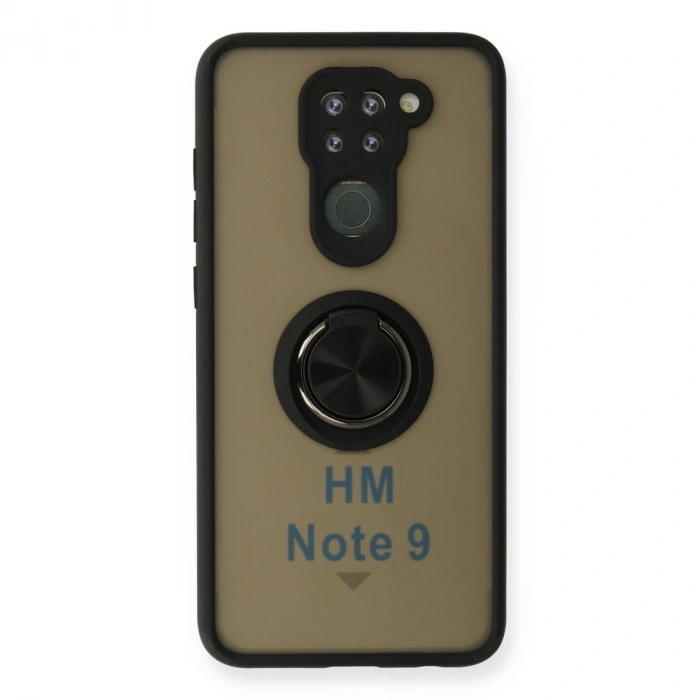 Xiaomi Redmi Note 9 Kılıf Montreal Yüzüklü Silikon Kapak - Siyah