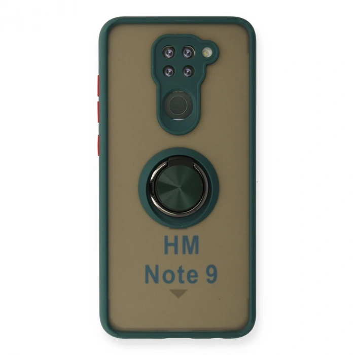 Xiaomi Redmi Note 9 Kılıf Montreal Yüzüklü Silikon Kapak - Yeşil