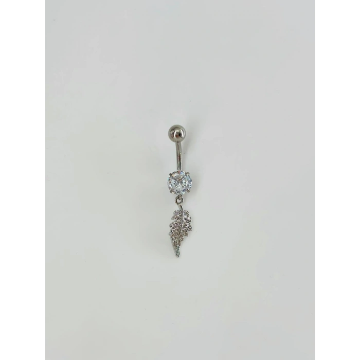 Yaprak Detaylı Sallantılı Göbek Piercing