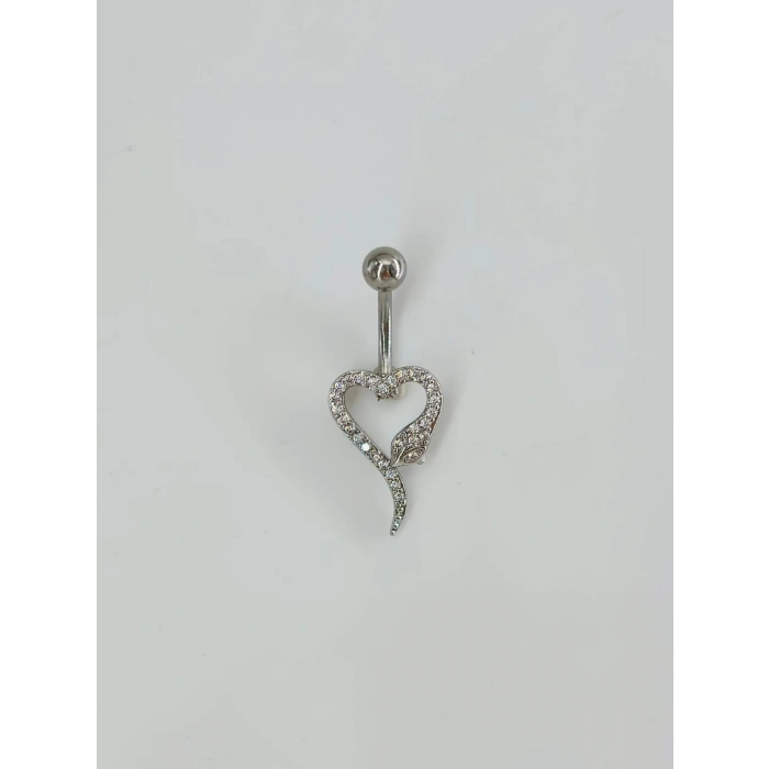 Yılan Ve Kalp Detaylı Göbek Piercing