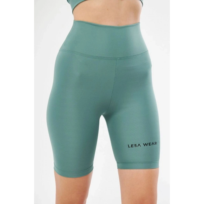 Yüksek Bel Biker Sporcu Şort - Mint Yeşili