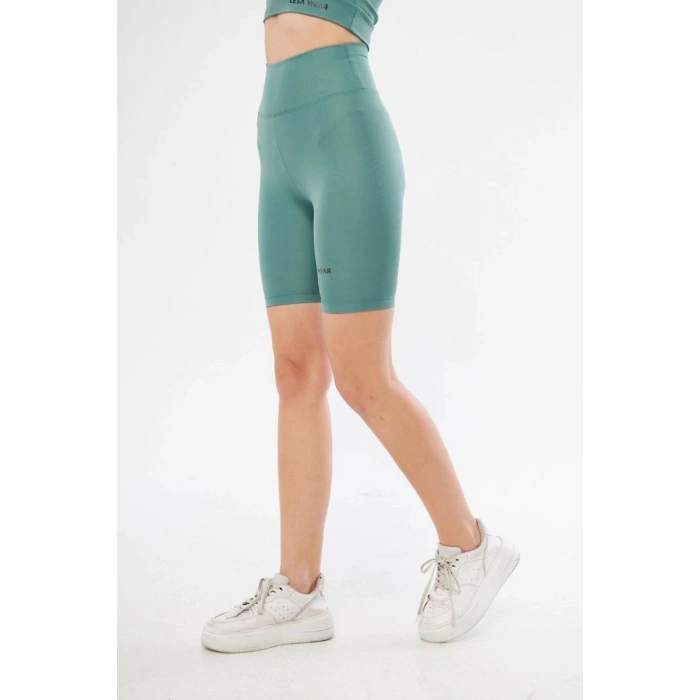 Yüksek Bel Biker Sporcu Şort - Mint Yeşili