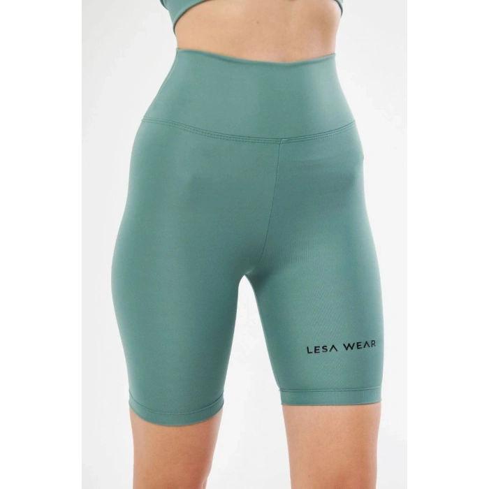Yüksek Bel Biker Sporcu Şort - Mint Yeşili
