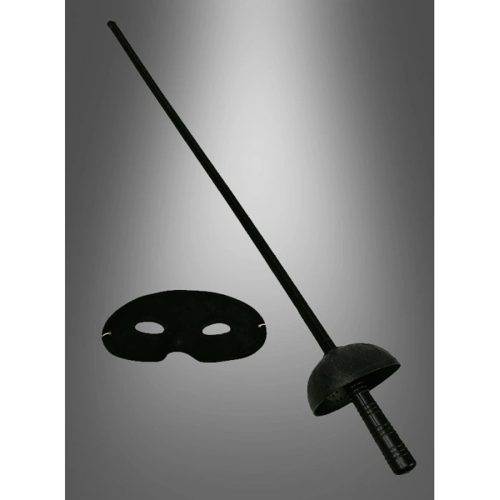 Zorro Kostüm Plastik Aksesuar Seti – Maske Ve Kılıç (67 Cm)