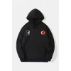 10 Kasıma Özel 3 İplik Kapüşonlu Baskılı SweatShirt Hoodie - Siyah