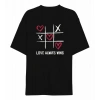 14 Şubat Sevgililer Günü Love Always Wins Baskılı Oversize Bisiklet Yaka T-shirt - Siyah