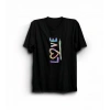 14 Şubat Sevgililer Günü Love Baskılı Oversize Bisiklet Yaka T-shirt - Siyah