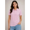 2li Kadın Polo Yaka Pike Kumaş Düğmeli Basic Tişört Günlük Rahat Kesim - Beyaz, Pembe