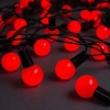 5m 28 LED Mini Top Işık Kırmızı - Fişli, Siyah Kablo