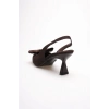 Acı Kahve Fiyonklu Kitten Topuklu Slingback Kadın Ayakkabı TR08MS24C
