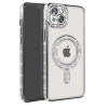 Apple İphone 15 Kılıf Joke Simli Magneticsafe Kılıf - Gümüş