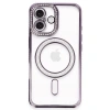 Apple İphone 16 Kılıf Joke Simli Magneticsafe Kılıf - Derin Mor