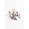 Bej Leopar Fiyonklu Kitten Topuklu Slingback Kadın Ayakkabı TR08MS24E