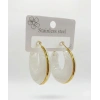 Beyaz Marble Gold Halka Küpe