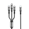 Dc62 3in1 Type-c To 60w Type-c / 12w Lightning / 15w Micro 1.2m Hızlı Şarj Kablo - Siyah