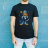 Duck Dodgers Uzay Baskılı Unisex Siyah Oversize Tişört - 24/1 Penye