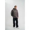Erkek 3 İplik Kapüşonlu Hoodie Dijital Patchli SweatShirt - Füme