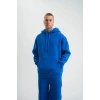 ERKEK 3 İplik Oversize Kapşonlu Basic SweatShirt Hoodie - Mavi