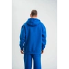 ERKEK 3 İplik Oversize Kapşonlu Basic SweatShirt Hoodie - Mavi