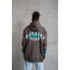 Erkek 3 iplik Pamuklu Alev Baskılı Kapüşonlu hoodie Sweatshirt - Gri
