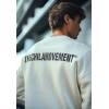 Erkek 3 iplik pamuklu Bisiklet Yaka Baskılı SweatShirt - Beyaz