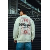 Erkek 3 iplik Pamuklu Bisiklet Yaka Baskılı SweatShirt - Beyaz