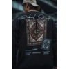 Erkek 3 iplik Pamuklu Bisiklet Yaka Baskılı SweatShirt - Siyah