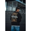 Erkek 3 iplik Pamuklu Bisiklet Yaka Baskılı SweatShirt - Siyah