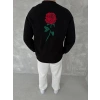 ERKEK 3 iplik Pamuklu Bisiklet Yaka Ön Ve Arka Baskılı SweatShirt - Siyah
