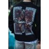 Erkek 3 iplik pamuklu Bisiklet Yaka Ön ve Arka Baskılı SweatShirt - Siyah