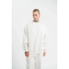 ERKEK 3 İplik Pamuklu Bisiklet Yaka Yıkamalı SweatShirt - Beyaz