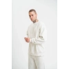 ERKEK 3 İplik Pamuklu Bisiklet Yaka Yıkamalı SweatShirt - Beyaz
