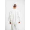 ERKEK 3 İplik Pamuklu Bisiklet Yaka Yıkamalı SweatShirt - Beyaz