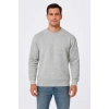 Erkek 3 İplik Pamuklu Düz Bisiklet Yaka SweatShirt - Gri
